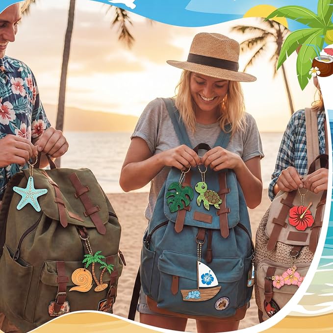 Saypacck 24 Pcs Hawaiian Party Favors Wooden Paint Craft Kits | Summer Tropical Party, Wooden DIY Painting Activity Sets with Organza Bags, Goodie Bag Fillers for Kids Guests