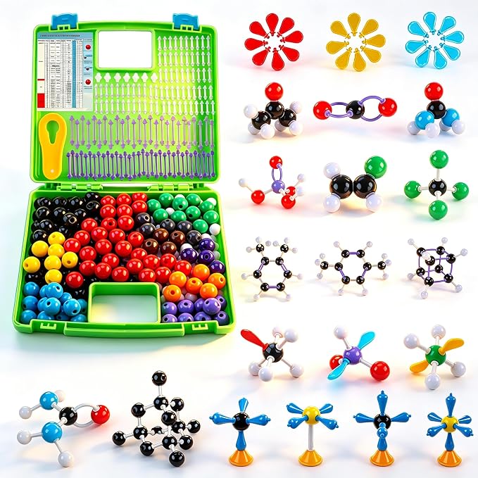 EXBEPE 406 Pcs Chemistry Molecular Model Kit,Organic & Inorganic Molecule Building Set,STEM Educational Science Supplies for Middle High School College Students,Student Learning Gift