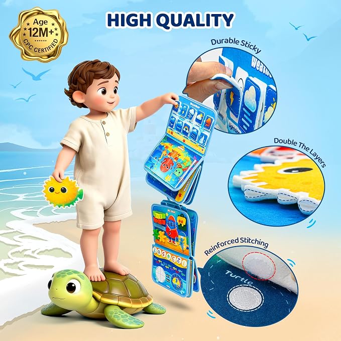 Busy Board Montessori Toys for Toddlers 1-3 Busy Book Sensory Toys for Girls Boys,Airplane Travel Activity Book Toy for 1 2 3 Year Old Birthday Gift,Fine Educational Preschool Learning Toy