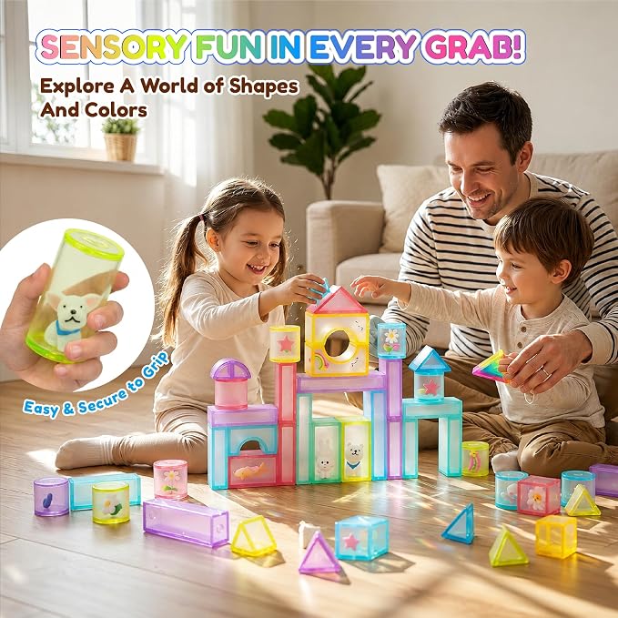 33PCS Soft Sensory Building Blocks for Toddlers, House Garden Gummy Bloc | Preschool Educational Creative Play, Montessori Squeezable, Stretchable Early Learning Construction Playset, Puzzle Blocks