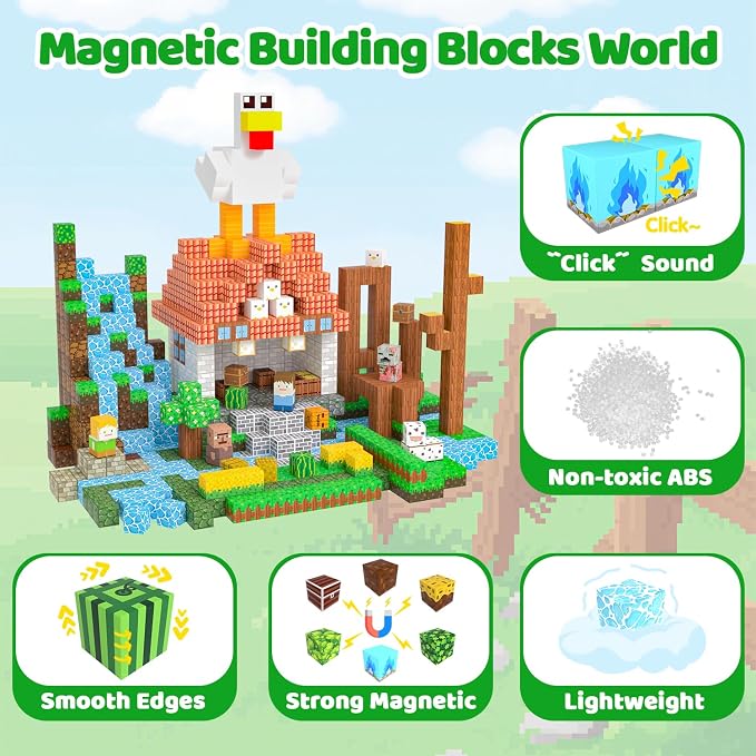 Magnetic Blocks, 150PCS Light Up Building Cube Toys Gifts for Kids | Magnetic Cubes, 0.8 inches Building Blocks, 2PCS Light Up Blocks, STEM Toys Christmas Birthday Gifts for Kids Boys Girls