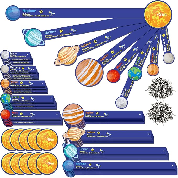 Glenmal 36 Set Solar System Model Craft Kit Kids DIY Planets Solar System Paper Art Set Decor Outer Space Preschool Activities Supplies for Montessori Learning Homeschool Toddler (Colorful)