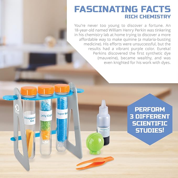 Discovery #MINDBLOWN 14-Piece Test Tubes DIY Science Kit with 3 Educational Experiments, Educational STEM Activity Set, Fun Learning Toy for Real Chemistry Experiments, Safe for Kids Ages 8+