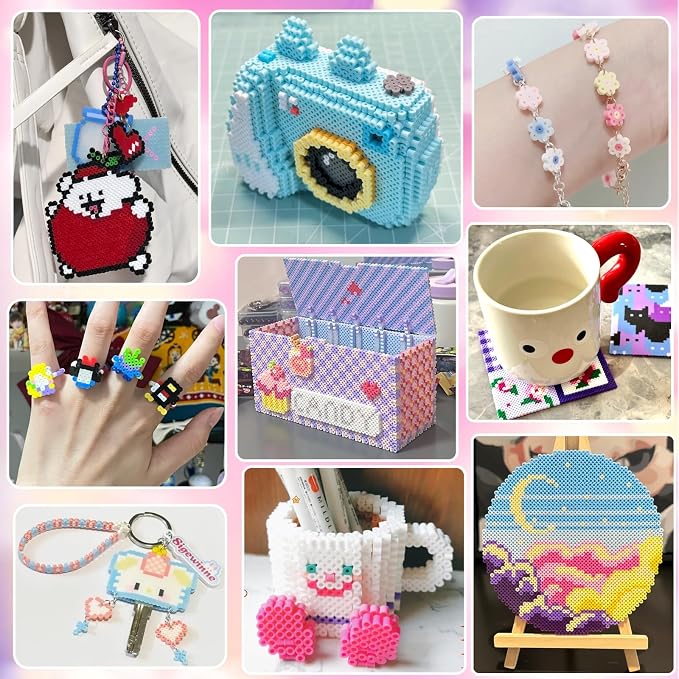 11000 Fuse Beads Craft Kit with Storage Box,20 Colors 5mm Beads, Pegboards, Ironing Papers and Accessories. Arts and Crafts Set Toys Gifts for Boys & Girls Christmas Birthday.DIY Craft Gift for Kids