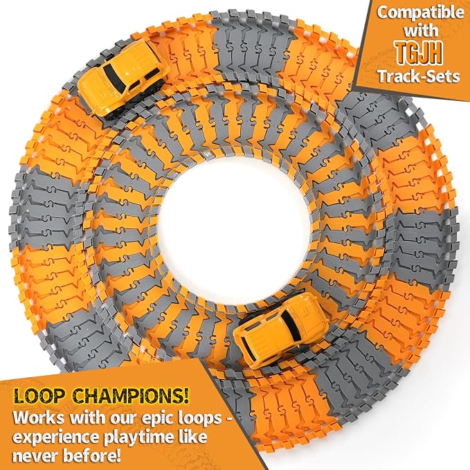 Construction Race Cars Accessories for Kids - 2-Pack Engineering Electric Toy Cars, Birthday Gifts for 3 4 5 6 7 Year Old Boys, Compatible with Construction Race Car Track Set