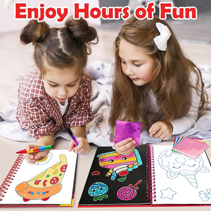 FUNNYB&G Foil Art Craft Kit for Kids, Sparkly Birthday Gift Toy for Girls | No Mess, Kids Ages 4-10 Create Sparkling Artwork, A Creative Gift for Birthdays, Holidays, Travel Activities,Screen-Free Fun