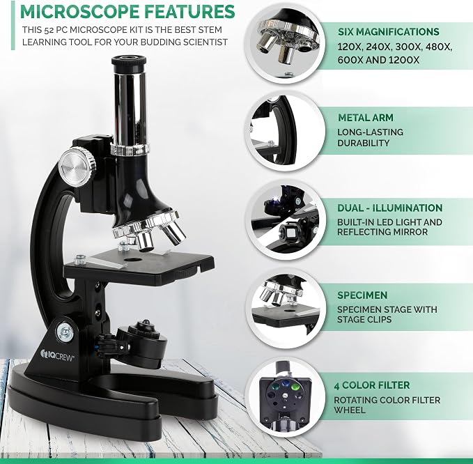 AmScope M30-ABS-KT2-KVB2 Black Metal Arm Starter | Compound Biological Microscope
