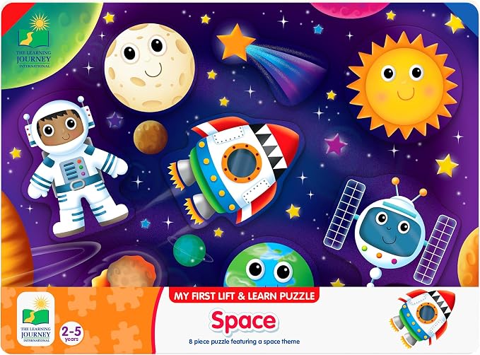 The Learning Journey Space Puzzle Lift & Learn - 26 Pieces - Cardboard, Outer Space Theme for Toddlers 2-5 Years