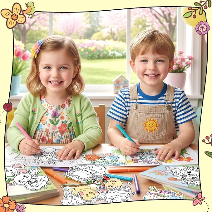 Hello Spring Coloring Art Crafts Kits- Welcome Spring Color Your Own DIY Magnets Blank DIY Coloring Fridge Magnets for Spring Holiday Birthday Easter Party Supplies School Classroom DIY Activity Favor