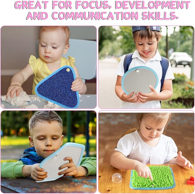 Boao 8 Set Mini Sensory Mats Assorted Textured Play Mats Sensory Floor Tiles Educational Tactile Toys for Activity(8.7 Inch,Irregular)