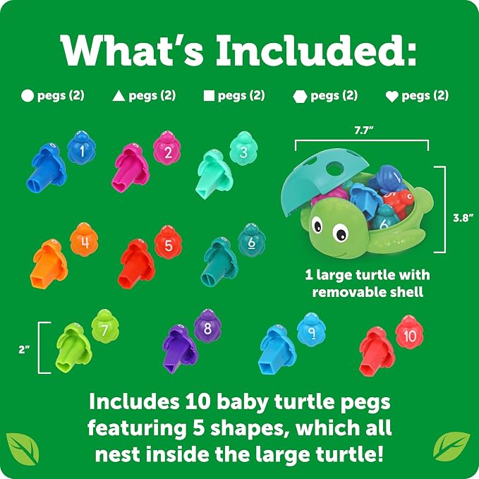 Learning Resources Seymour the Counting Shapes Sea Turtle | Sorting & Stacking Toys, Preschool Toys for Classroom, Counting Games, Fine Motor Skills Game for Toddlers, Ocean Sensory Toy