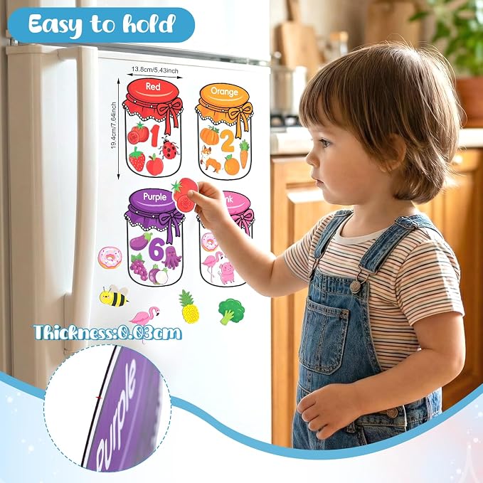 10Pcs Magnetic Color Sorting Cute Fridge Magnets for Kids Color Sorting | 60 Fridge Magnet Soft Magnets for Early Education Color Sorting Fine Motor Skills Boys Girls Gifts