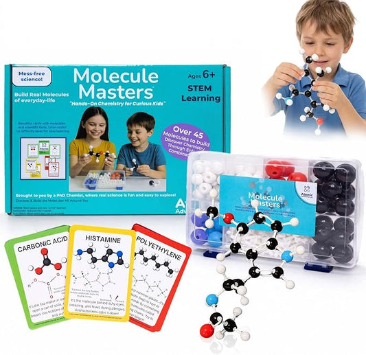 Educational Molecule Model Kit for Kids - Organic Chemistry Molecular Model Kit with Guide & STEM Learning Activity Cards for Teens & Adults to Build 3D Molecules, Atoms, Bonds