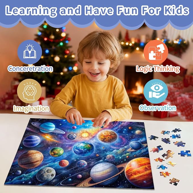 Puzzles for Kids Ages 6-8 8-10 Year Old, Solar System Planets 200 Pieces | Jigsaw Puzzles for Kids Ages 10-12, Learning Educational Toys for Boys and Girls Ages 6 7 8 9 10 11 12 Year Old