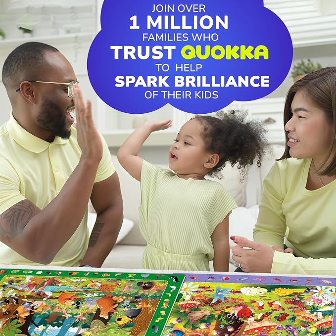 QUOKKA 100 Piece Puzzles for Kids Ages 4-6 – 4xSET Jigsaw Puzzles for Kids Ages 6-8 – Educational Search & Find Game with Animals, Bugs for Childrens 5-8 – Toddler Learning Toy Gift for Boys and Girls