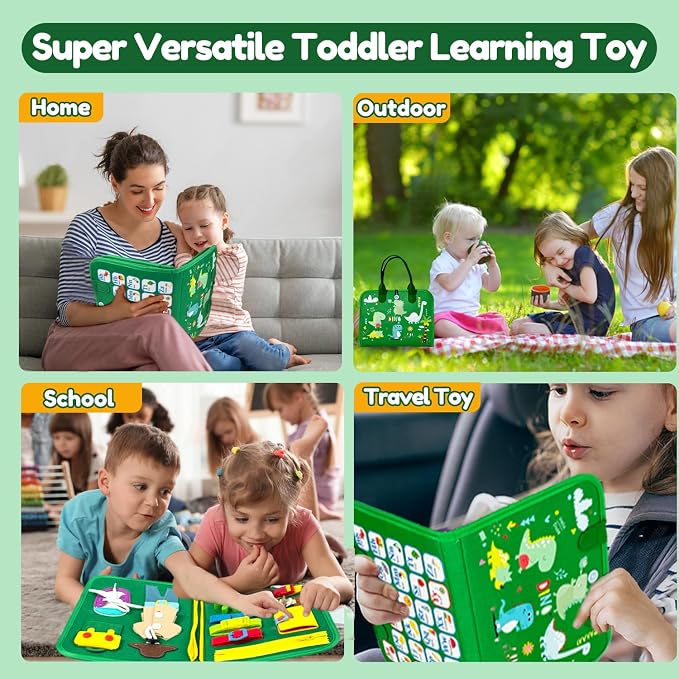Toddler Busy Board Montessori Toys – Sensory Busy Book, Educational Learning Travel Toy for Airplane & Car, Keeps Toddlers Engaged, Birthday Gifts for Toddler Boys Girls
