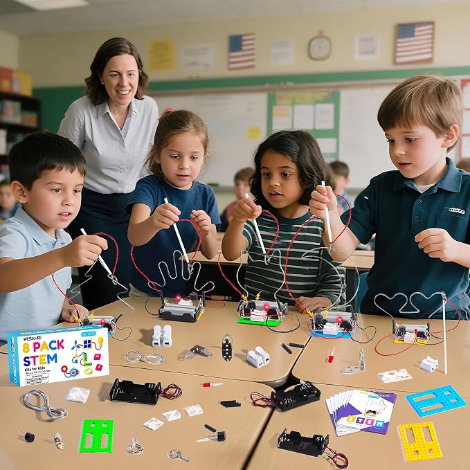STEM Toy Science Kits, 8 Set Electric Circuit Boy Crafts for Kids Age 8-12 | Bulk STEM Kits for Kids Age 8-10 12-14 10-12 Gift Ideas, Engineering Experiments Activities Projects Buzz Wire Maze Game