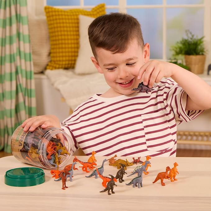 Terra by Battat Dinosaur Figures Tube, 60 Mini Plastic Dino Animals, Tubes | 60-piece mini dinosaur figures in a portable tube with 12 assorted dinosaur styles for play, collecting, crafts, 3+ Years