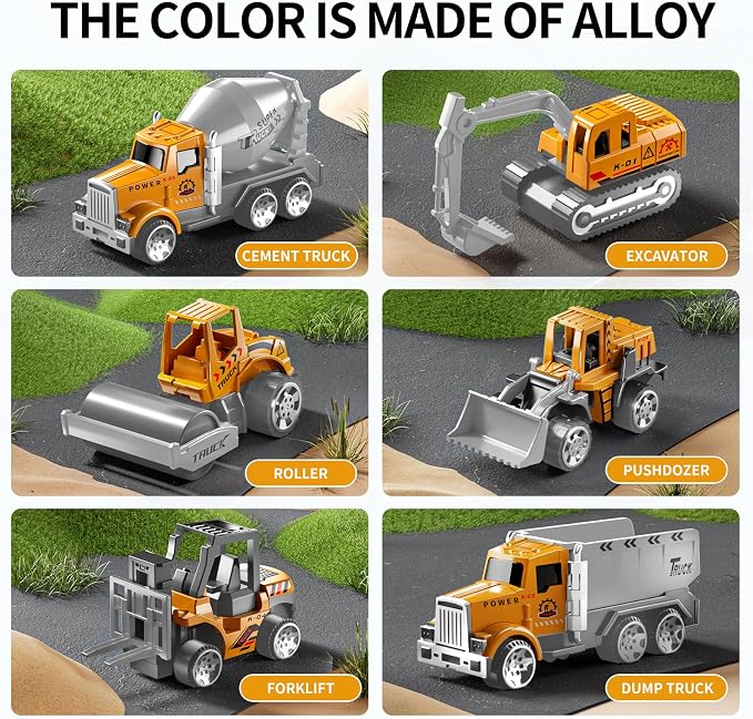 NIPLOOOW Toddler Boys Construction Truck Vehicle Toy Set with Play Mat and Die-Cast Toy Car, Transport Carrier Truck for Kids 3-5, Birthday Gifts Toys for 3-8 Year Old Boys