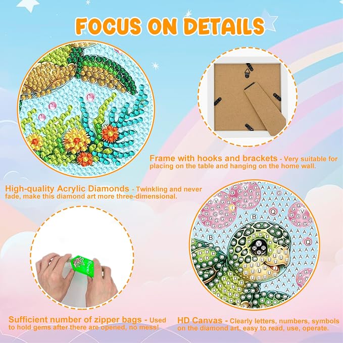 Nardoll Diamond Art Kits with Wooden Frame - Arts and Crafts - Dimond Art Painting by Numbers - GEM Art for Beginners Adult Home Wall Decor