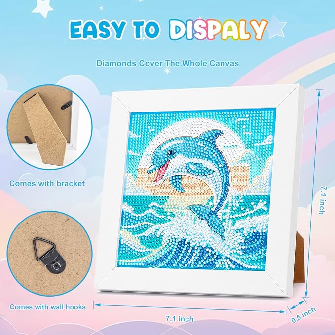 Diamond Art Kits with Wooden Frame - Arts and Crafts - Dimond Art Painting by Numbers - GEM Art for Beginners Adult Home Wall Decor