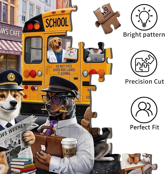 Puzzles for Kids Ages 6-8 8-10 200 Piece Puzzles Colorful Bus Dog Puzzle | 200 Piece for Learning Educational Puzzles .Puzzles for 6 7 8 9 10 11 12 years old boys and girls.Learning Puzzle Toy