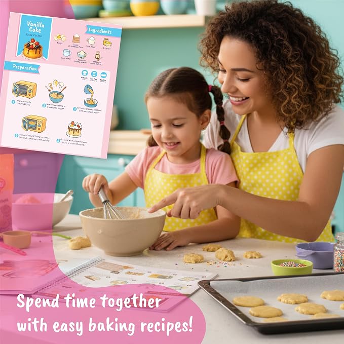 BSCOOL Baking Coloring Book with Stickers Recipes and Cake Design | Activity and dress-up keep kids ages 5 and up. Includes drawing guides, baking recipes, and fun sticker sheets for girls.