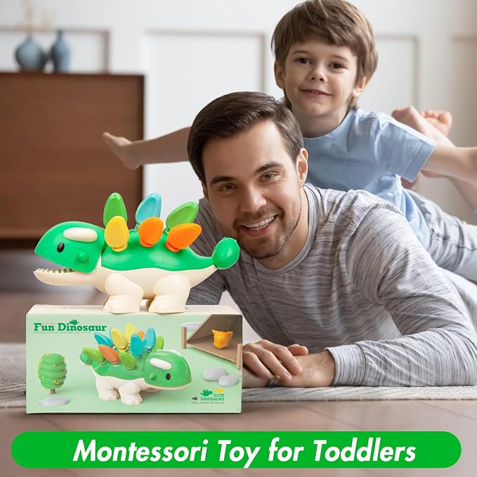 Hirger Fine Motor Dinosaur: Sensory Toys for Toddler 1-3 Year Old, Montessori Preschool Learning Educational Toy for Baby 12 Month Birthday Gift