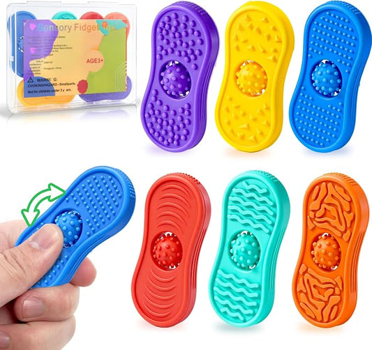Classroom Must Have Sensory Fidget Toys For Kids 6 Pack Silicone Worry Stones for Autism & ADHD Calming Down Quiet Figette Stress Toys for Anxiety Relief Office Desk Toy Set Easter Basket Stuffer Gift
