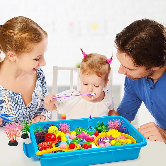 Cinrobiye 233 Pcs Fishing Theme Bin Fillers Set with Storage Box, Ocean Fish Activity Materials, Tropical Fish Cards and Accessories for Classroom Activities, Home Projects and Theme Displays