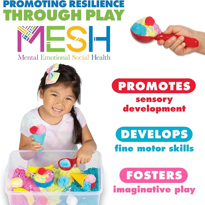 Creativity for Kids Sensory Bin: Ice Cream Shop Playset - Toddler Learning Toys for Kids Ages 3-4+, Pretend Play Ice Cream Set, Kids Gifts for Girls and Boys