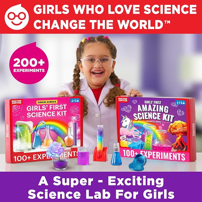Doctor Jupiter Girls’ First Science Gift Set for Ages 4+, Birthday Gift | Set of Girls' First Science Kit & Amazing Science Kit, 200+ Experiments, Birthday Gift Ideas for Girls Ages 4,6,7,8, STEM Toy