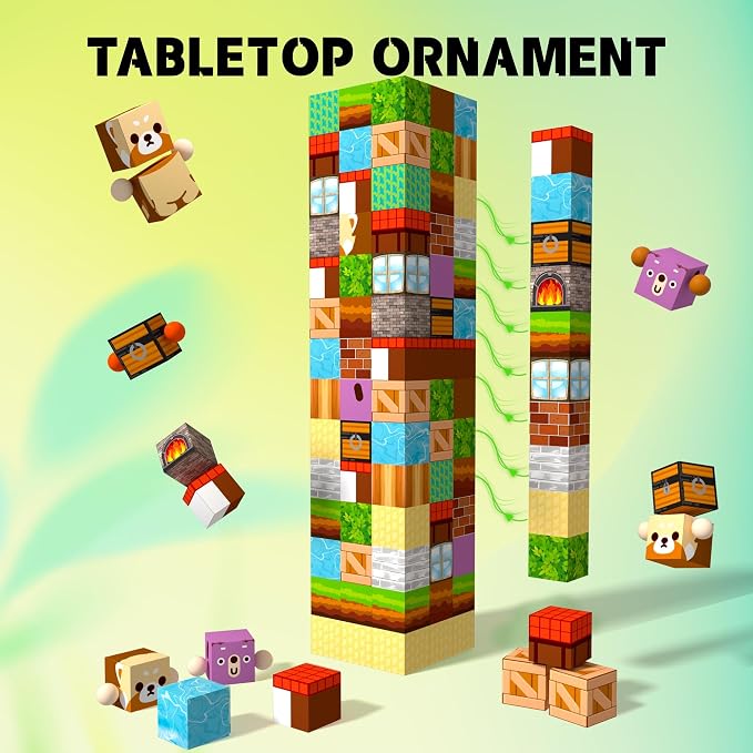 150 PCS Magnetic Building Blocks Toys-Magnet Cubes Green Forest Set Creative Stacking Titles for Kids STEM Montessori Learning Birthday Gifts for Toddler Age 3+ Years Old Boys and Girls