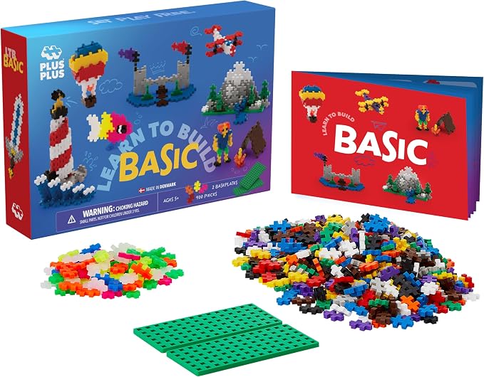 PLUS PLUS Learn to Build, Basic Mix - 400 Piece Building Block Set | Stem Toys for Kids, Sensory Bin Fillers, Math Manipulatives, Classroom Must Haves, Gifts for Boys & Girls, Mini Waffle Blocks