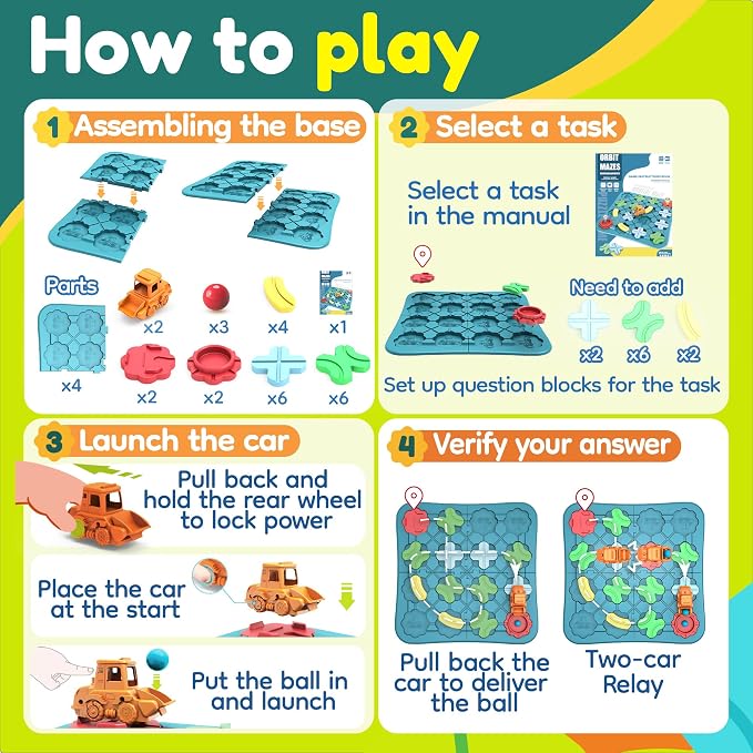 Bonitoto STEM Board Game Logical Road Builder Maze Toy for Kids Ages 3-8 | 32 Pcs Montessori Educational Puzzle, Develops Logical Thinking for Preschool Classroom Learning, Birthday Gift for Ages 4-8