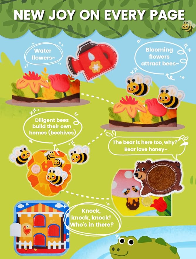 Toddler Busy Book Montessori Toys, Busy Board for Toddlers 1-3, Dog book | Travel toys, Travel essential, Learning activity, Quiet play, Gift ideal, Soft felt book, BPA-free, Non-toxic, Screen-free