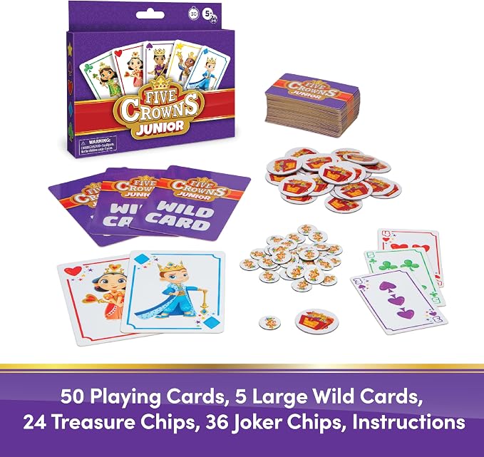 Five Crowns JR Rummy Style Card Game for Kids, Cards for Family Game Night | Family Game Night, Travel Games, Screen-Free, Holiday Game, Playing Cards, Kids Card Game, 5 Year Old