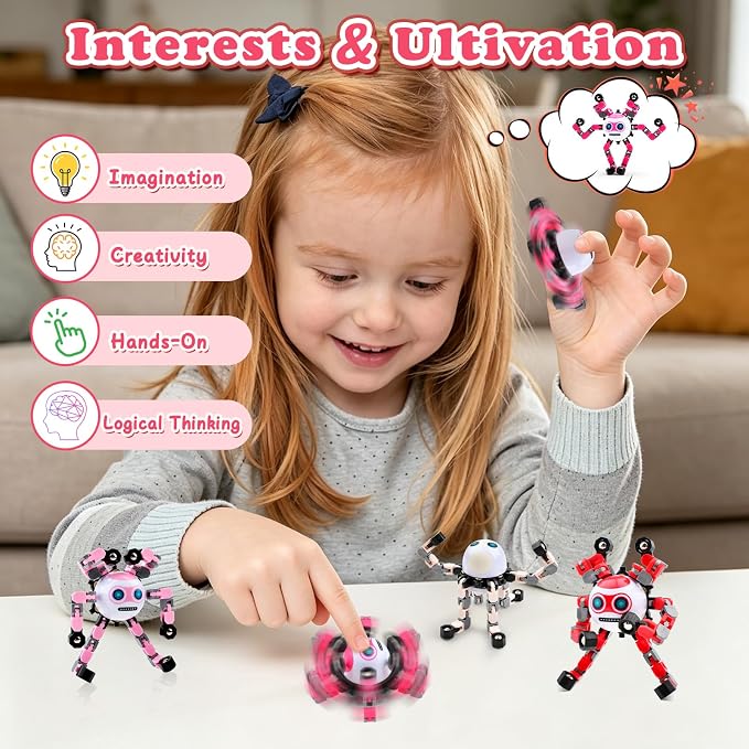 3 PCS Travel Toys Transformable Fidget Spinners Toys for Kids and Adults Sensory Toy for Boys Teens Stress Relief Autism ADHD Cool Road Trip Travel Essential Birthdays Gifts for Party Favors