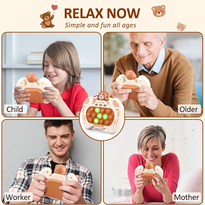 GAPER GO Fast Push Game Fidget Toys for Kids, Handheld Sensory Puzzle Game, Christmas Birthday Gifts for 3-12 Year Old Boys & Girls, Easter Basket Stuffers (Brown Bear)