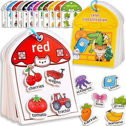Montessori Busy Book Color Sorting Toys for Toddlers 3-5, Autism Educational Toys Preschool Learning Activities for Kids, Sensory Fine Motor Matching Games for 3 Year Old Boys Girls Gifts