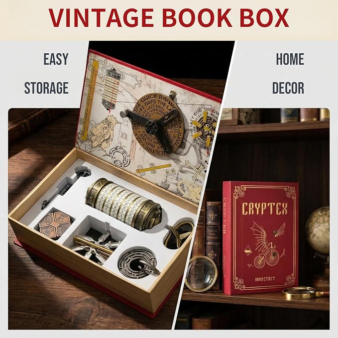 Da Vinci Code Mini Cryptex Metal Puzzle Box Set - 6PCS 3D Brain Teasers, IQ Challenge for Adults Teens, Gift for Christmas Birthday Valentine's Day, Anniversary & Family Party Game
