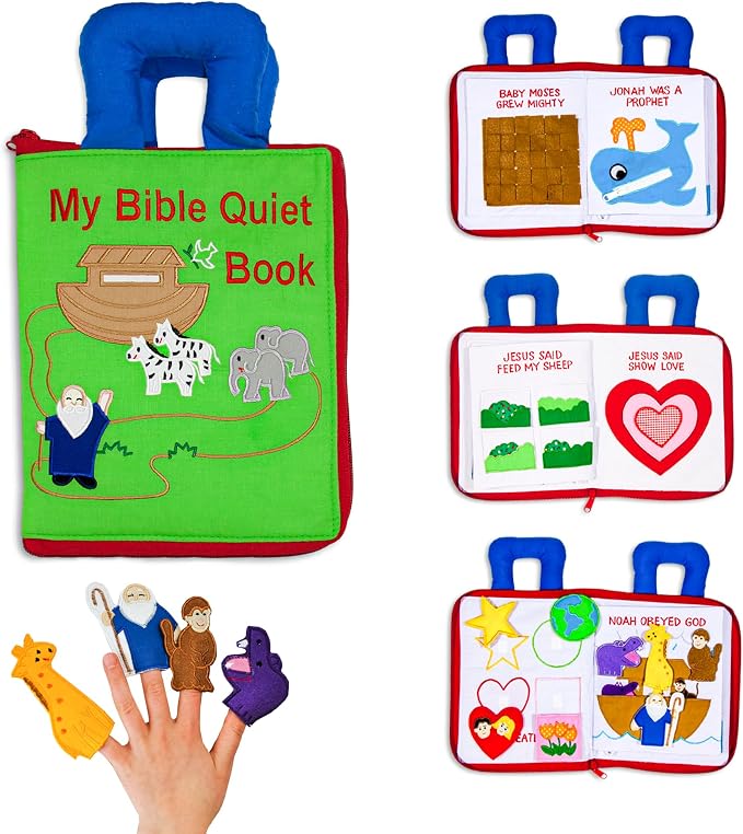 My Growing Season My Bible Quiet Book Interactive Fabric Activity for Kids | Educational Christian Toy for Toddlers & Preschoolers | Travel-Friendly and Sensory-Rich Soft Book