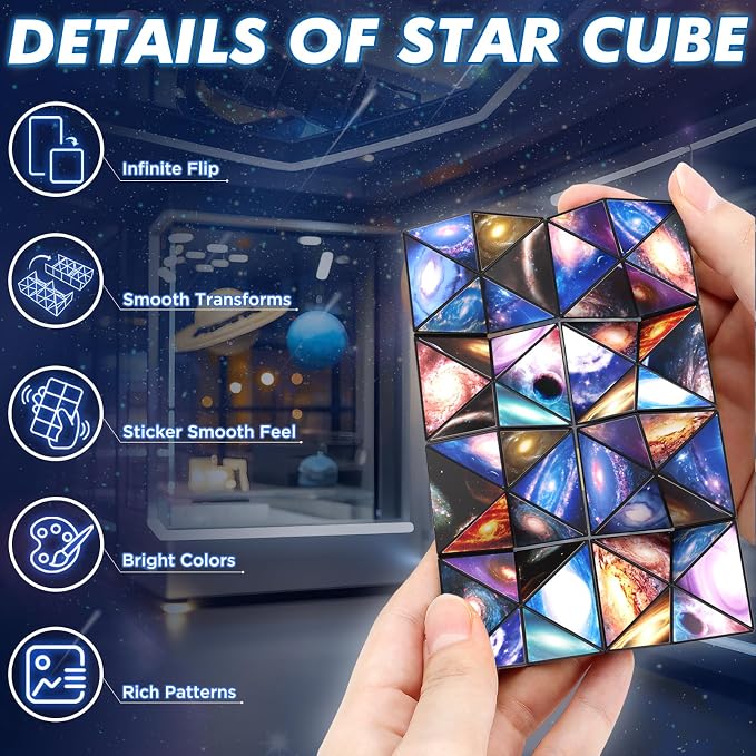Euclidean Cube Fidget Toys for Kids 2 in 1 Star Cube Magic Cube Puzzle Toys | Fidget Cube for Kids and Adults, Yoshimoto Cube Travel Toys Stress Relief for All Age, Space Gifts for Boys Girls Ages 8-12