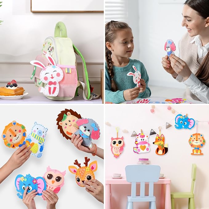 Sewing Kit for Kids, 10 Easy DIY Project of Stuffed Animal with Instruction | Funtopia Beginners Sewing Toys and Birthday Gift for Girls Boys, Felt Arts and Crafts for Kids Ages 5-8 8-12