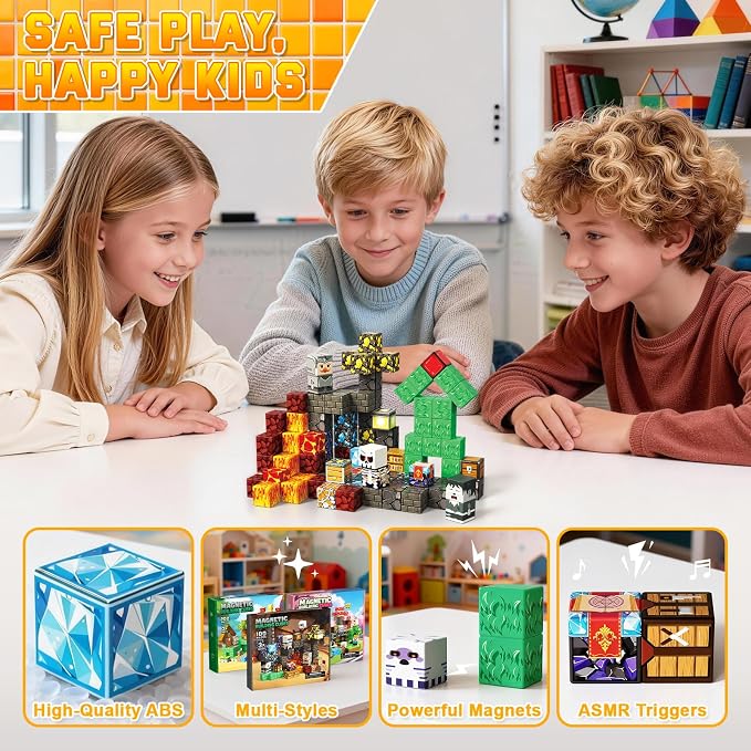 Magnetic Blocks, 100PCS Building Cubes, Boys Kids Gifts Toys | 0.8in Sensory Stacking Toys for STEM Constructions, Boys Girls Birthday Gifts Ages 4 5 6 7 8-12 Year Kids