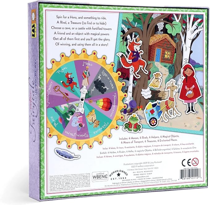 eeBoo Fairytale Spinner Game, Story Building Game, Ages 5+, 2-4 Players | Introduces storytelling & creative thinking. Includes spinner & thematic pieces to create your own story. 15 minute game play