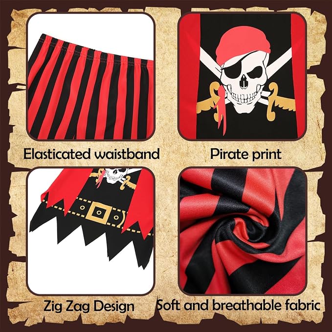 Lingway Toys Kids Pirate Costume,Boys Pirate Role Play Dress Up Set | Perfect for Halloween & School Pirate Day & Cruise Pirate Night Party