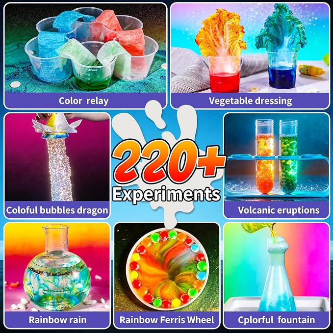 Science Kit with 220+ Science Lab Experiments, DIY STEM Educational Learning Scientific Tools for 3 4 5 6 7 8 9 10 11 Years Old Boys Girls Kids Toys