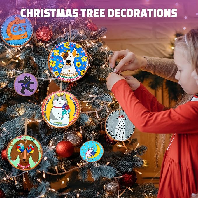 Rock & Wood Painting Kit for Kids Creative Arts & Crafts Set for Boys Girls | Paint wooden shapes and rocks with vibrant colors to create beautiful crafts, Perfect for birthdays classrooms and family fun