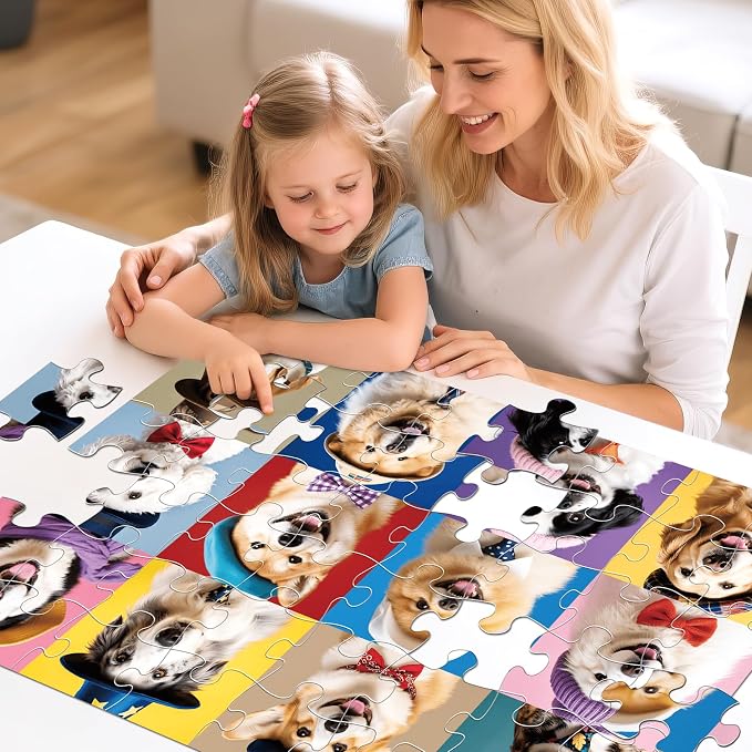 Jumbo Floor Puzzle for Kids,48 Piece Funny Dog Jigsaw Puzzle Ages 3-8 | Puppy Theme Puzzle,Extra-thick Cardboard,Preschool Learning Toy,35x24 in Completed,Ages 3-8,Birthday Gift for Boys and Girls